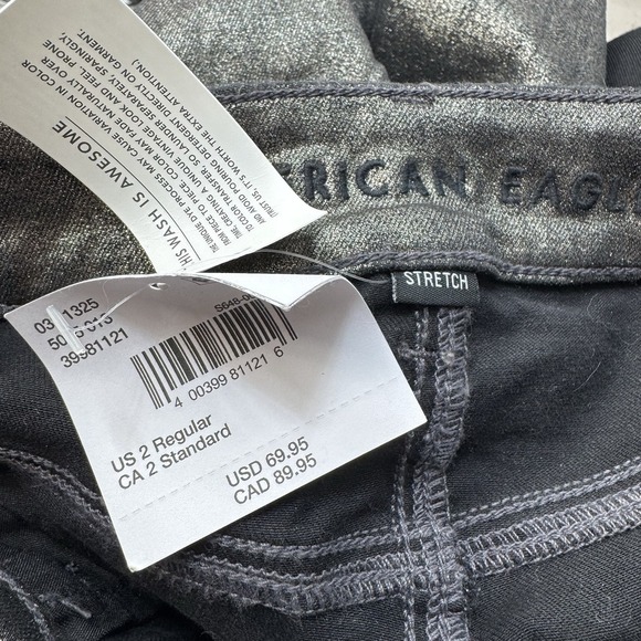 NWT $70 American Eagle Womens Flare Pants Sz 2 High Waisted Glitter Glam Disco - Picture 3 of 13